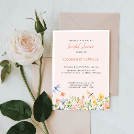 Convite Boho Flowers and Dragonflies Garden Foto