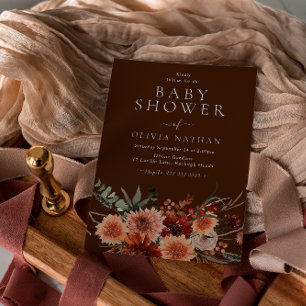 Convite Boho Flowers Cai no Chá de fraldas do outono