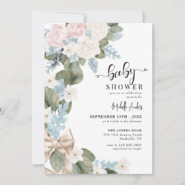 Convite Boho Flowers Chá de fraldas de Aquarela de inverno