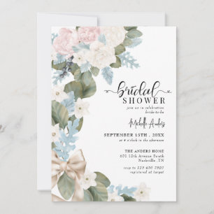 Convite Boho Flowers Chá de panela de Aquarela de inverno