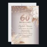 Convite Boho Flowers,String Lights Glitter 60th Birthday<br><div class="desc">Um convite moderno,  chico e glamouroso com luzes de cordas elegantes,  e flores boho.</div>