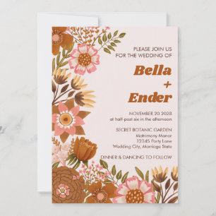 Convite Boho Flowers Terracotta Wedding