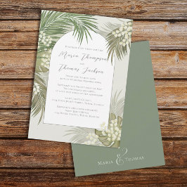 Convite Boho Foliage Watercolor Folm Palm Tropical