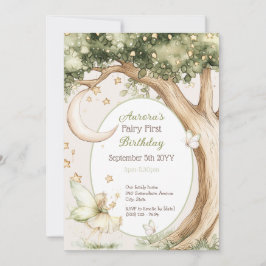 Convite Boho forest watercolor Fairy First birthday