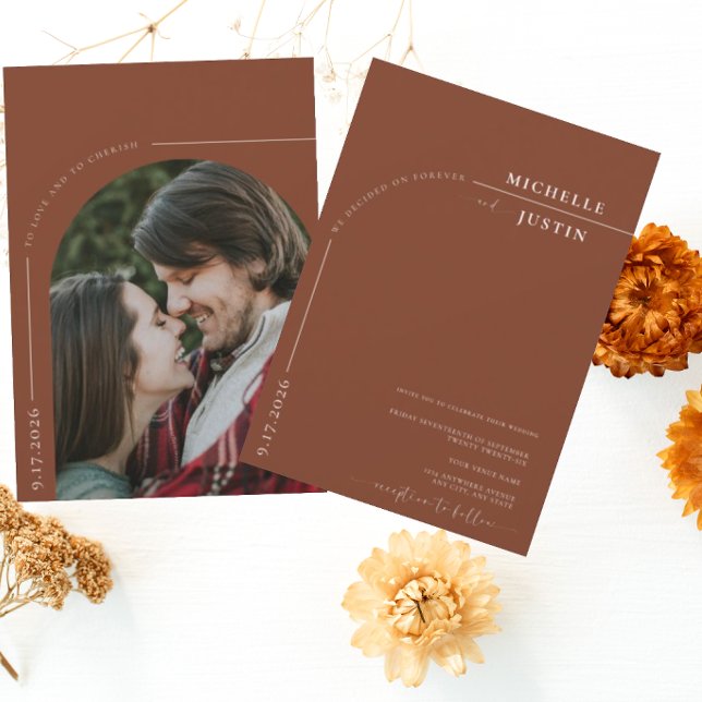 Convite Boho Foto | Casamento com Letra de Caligrafia Mini (Criador carregado)