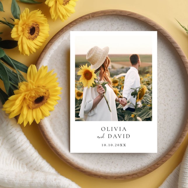 Convite Boho Foto Casamento Moderno Minimalista (Criador carregado)