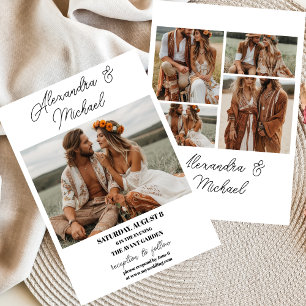 Convite Boho Foto Casamento Moderno Minimalista
