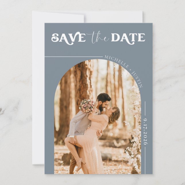 Convite Boho Foto | Moderno Salve a Data  (Frente)