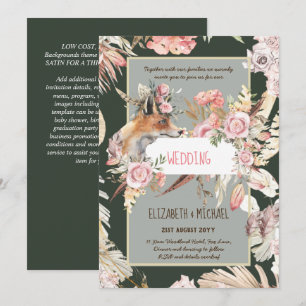 Convite BoHO Fox Wedments Invices Borgonha Pia Rosa