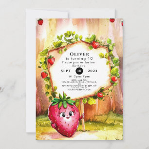 Convite Boho Fruta Strawberry Aniversário