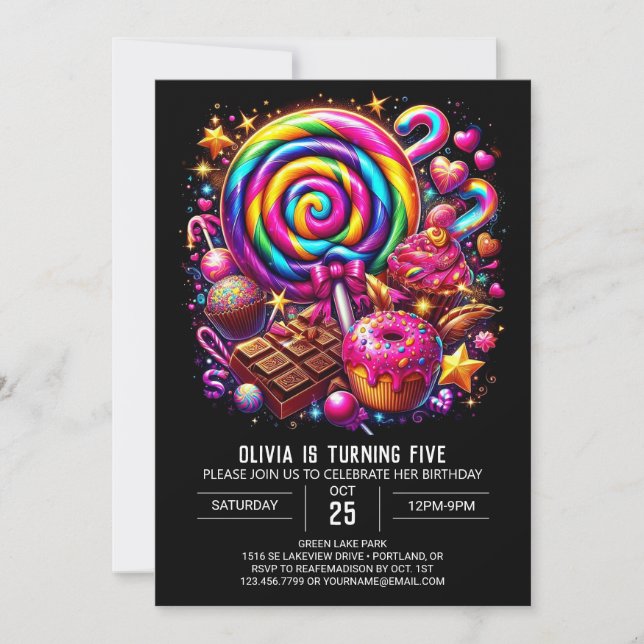 Convite Boho Fun Candyland Digital Birthday (Frente)