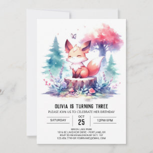 Convite Boho Fun Fox Birthday digital