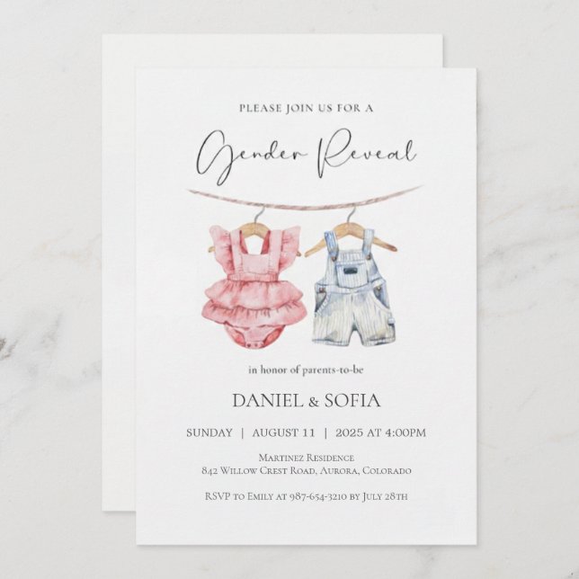 Convite Boho Gender Reveal Invitation Neutral Baby (Frente/Verso)