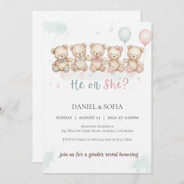 Convite Boho Gender Reveal Invitation Neutral Baby (Frente/Verso)