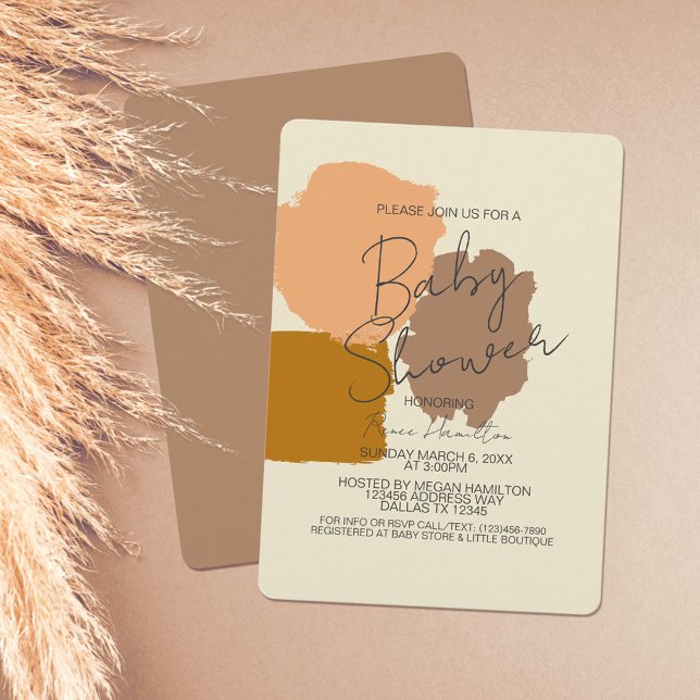 Convite Boho Gender Terracotta Blush Chá de fraldas Neutro (Criador carregado)