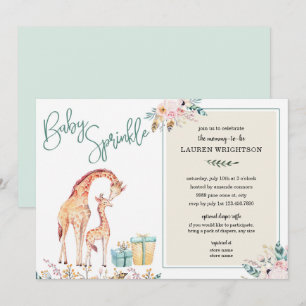 Convite Boho Giraffe Baby Sprinkle sexo neutro
