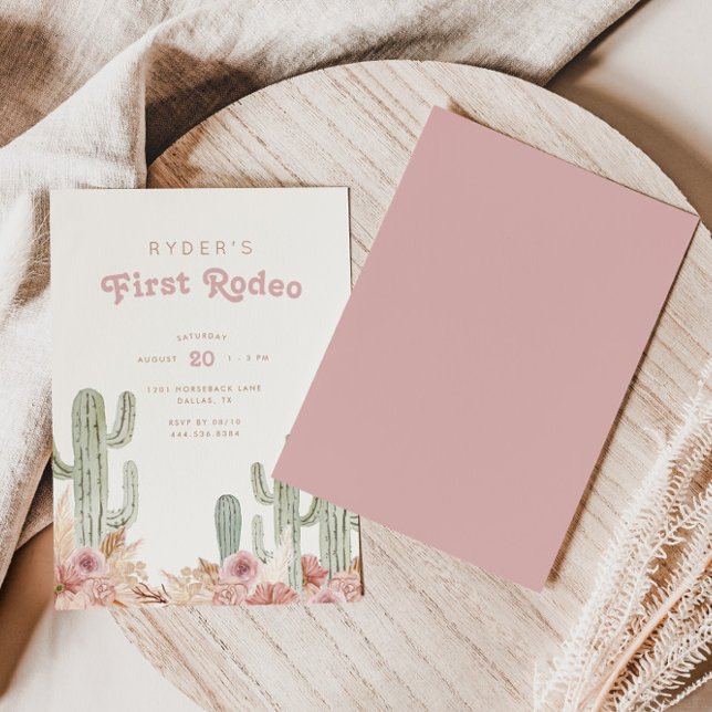 Convite Boho Girls First Rodeo Cowgirl Aniversário (Customize the background and text colors to suit your birthday party theme perfectly!)