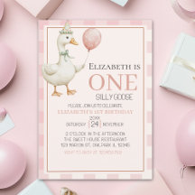 Boho Goose Birthday 1st for Girl – Pink Tartan 