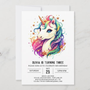 Convite Boho Graceful Unicorn Birthday