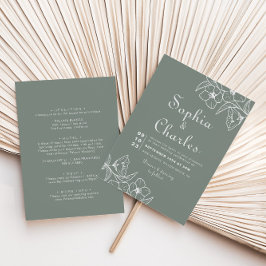 Convite Boho Green Destino Frente Floral Casamento Traseir