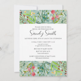 Convite Boho Green Leaves e Chá de panela de flores selvag