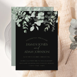 Convite Boho Greenery Black Eucalyptus Invitation