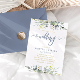 Convite Boho Greenery Eucalyptus Wedding Dusty Blue