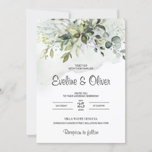 Convite Boho greenery foliage eucalyptus pastel casamento