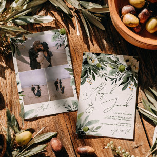 Convite Boho Greenery Olive Watercolor 3 Foto Casamento