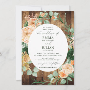 Convite Boho Greenery Rustic Woodgrain Casamento Botânico