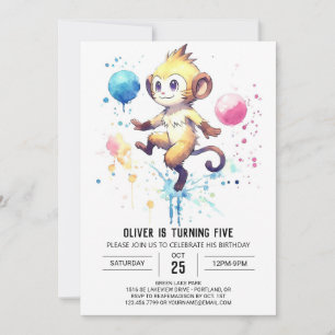 Convite Boho Happy Monkey Birthday