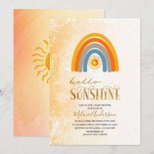 Convite Boho Hello Sunshine chá de fraldas