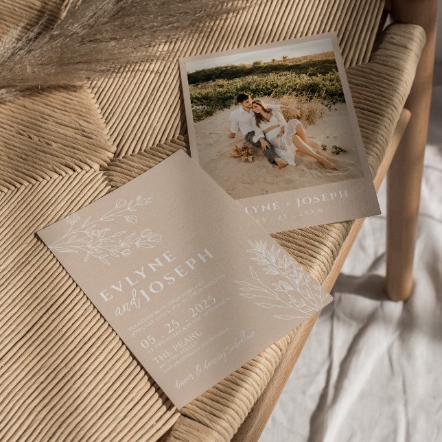 Convite Boho Herbal Blush Elegante Floral (Criador carregado)