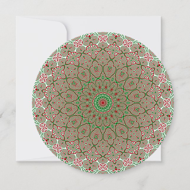 Convite Boho Hippie Funky Trippy Ornate Mandala de Natal  (Frente)