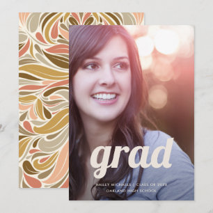 Convite Boho Impressão com Graduação de Foto do Tipo Retro