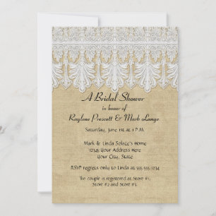 Convite BOHO Impresso Burlap n Lace gypsy Modern Mod Style