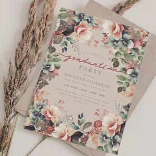 Convite Boho Jardim Botânico Champanhe de Graduação Floral
