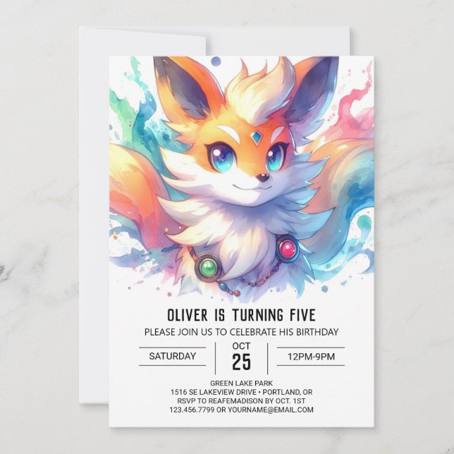 Convite Boho Joyful Fox Birthday (Frente)