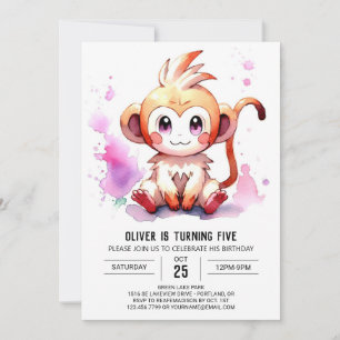 Convite Boho Joyful Monkey Birthday