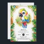 Convite Boho Kids Parrot Birthday<br><div class="desc">Entra num mundo de charme caprichoso com os nossos convites para o Aniversário do Boho Kids! Apresentando papagaios coloridos enfeitados com sotaques boêmicos em meio a um cenário de exuberantes padrões florais e verdes, estes convites definem o tom perfeito para uma celebração de aniversário cheia de criatividade e maravilha. Totalmente...</div>
