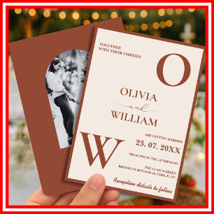 Convite Boho Laranja Queimado   Casamento Moderno de Terra