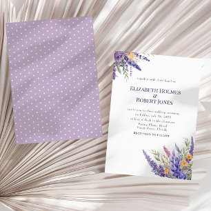 Convite Boho Lavanda Lilás Aquarela Flores Silvestres Casa