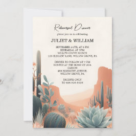 Convite Boho Leaf Desert Cactos Janto de Ensaio Bem Sucult