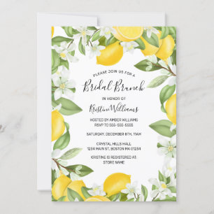 Convite Boho Lemons Watercolor Bridal Floral Brunch