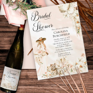 Convite Boho Leopard   Chá de panela tropical feminino