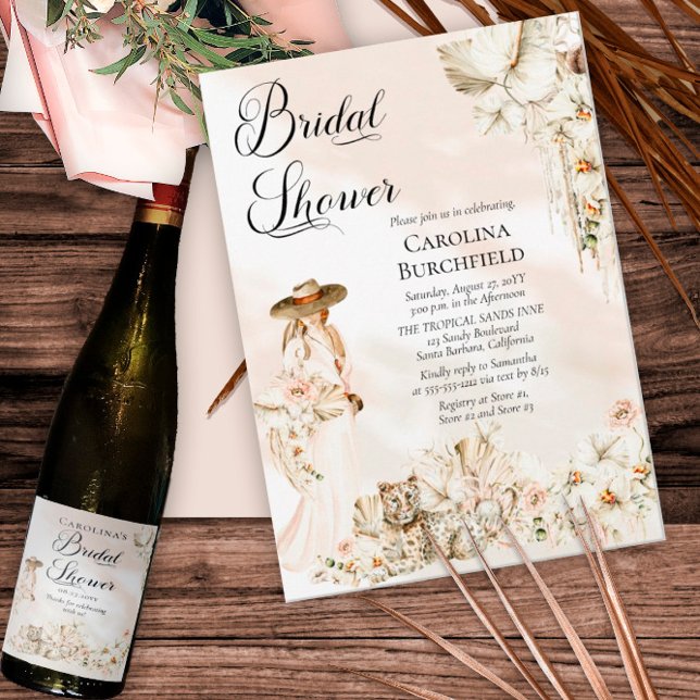 Convite Boho Leopard | Chá de panela tropical feminino (Criador carregado)