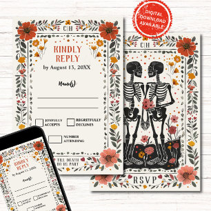 Convite Boho Letterpress Estilo Esqueleto Tarot Casamento