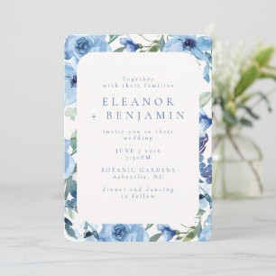 Convite Boho Light Blue Watercolor Flowers Casamento
