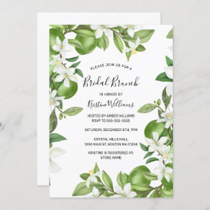 Convite Boho Limões Watercolor White Floral Bridal Brunch
