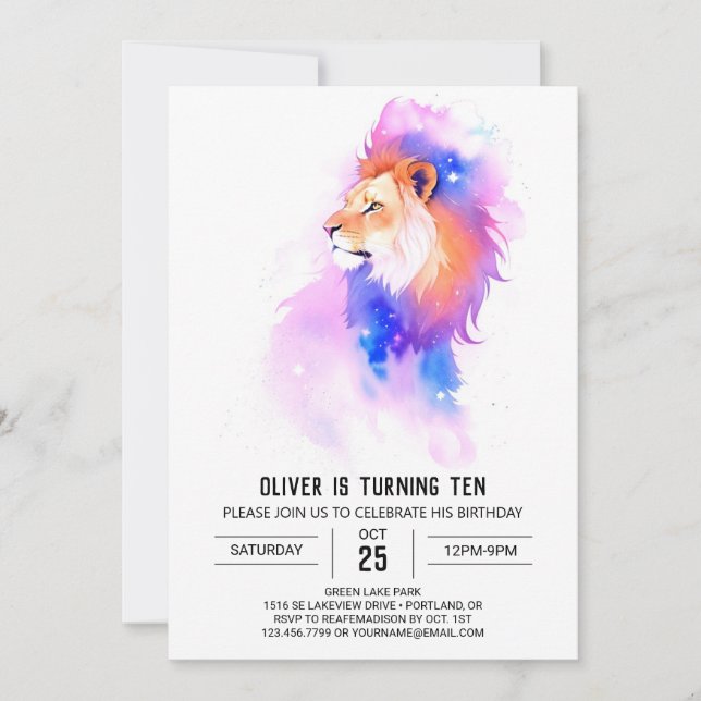Convite Boho Lion Printable (Frente)